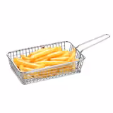 (5 db) Snack tálaló kosár - rozsdamentes acél - szögletes - 280x160 mm