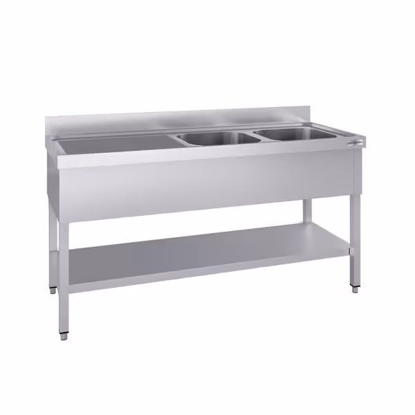 Spültisch ECO - 1600x700mm - mit Grundboden & 2 Becken rechts