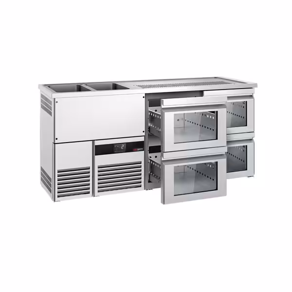 Back Bar Cooler PREMIUM - 1950x700mm - 4 Glass Drawers