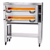 Electric Deck Pizza Oven - Twin Deck - Refractory Stone Deck - 6+6 - Ø 34cm (13.4") - 230V 3 Phase - Digital Controls - up to 450°C - incl. Hood, Base frame & Wheels