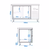 Koelwerkbank PREMIUM - 1400x700mm - 281 liter - met 1 deur - met 2 lades