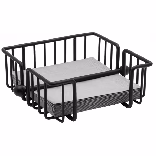 (6 kom) Držač za salvete - URBAN - 190x190x(H)75 mm - za cca 50 koktel‑salveta 24x24 cm 1/4 preklop - crni premaz - uklj. uteg