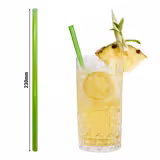 (50 pcs) Glass Drinking Straws - 230mm - ø 8mm - straight - Neon Green - incl. 1 Nylon cleaning brush