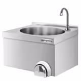 Lavabo à main - inox - avec commande par genou (raccordement d'eau froide et chaude)