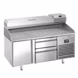Table réfrigérée à pizza Premium PLUS - 1490x700 mm - avec 1 porte & 2 tiroirs - incl. vitrine réfrigérée - 6x GN 1/4