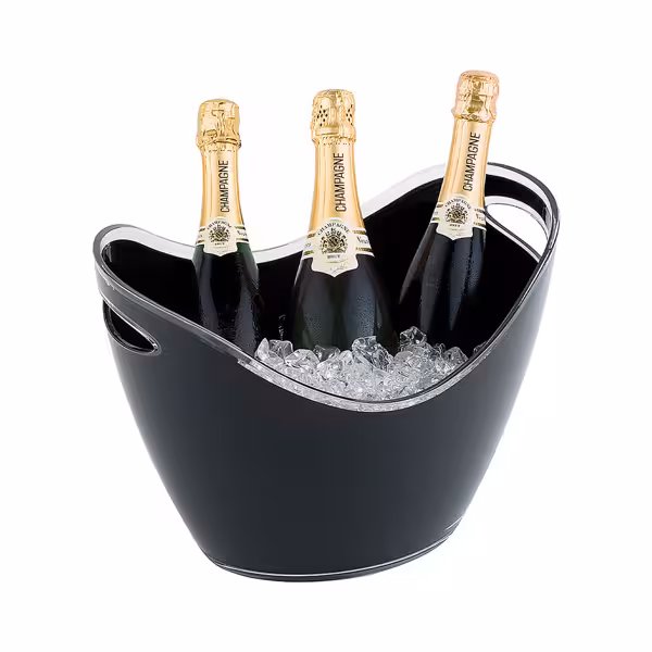 Wine & Champagne Bucket - Silicone - 6 litres - Black - with handles
