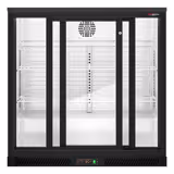 Frigider pentru bar – 900 mm – 220 litri – cu 2 uși glisante din sticlă – Negru