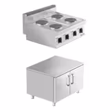 Cucina elettrica professionale - MARIO 700 - 800x700x1000mm - 9,2 kW - 4 piastre tonde - su armadio chiuso con 2 porte