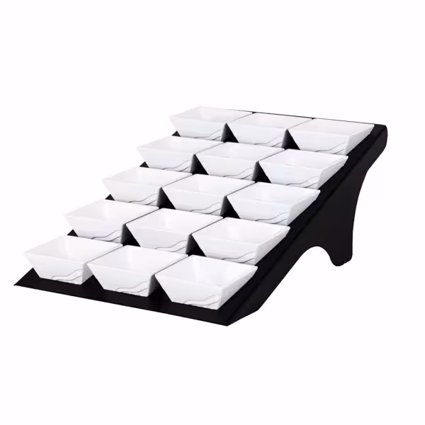 Etagerie / Buffetständer - Schwarz - inkl. 15 Melaminschalen - eckig