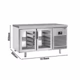 Mesa fria de pastelaria PREMIUM PLUS - 1618x800mm - 400L - 4 portas de vidro - tampo em granito; 0 a +6°C; frio ventilado