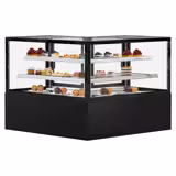 Gebaksvitrine MADRID - 735 liter - 1500mm - dubbel glas - met 2 glazen plateaus - zwart mat - NL