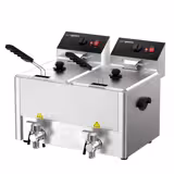 Friteuse électrique double – 8+8 litres – 6,5 kW – avec robinet de vidange