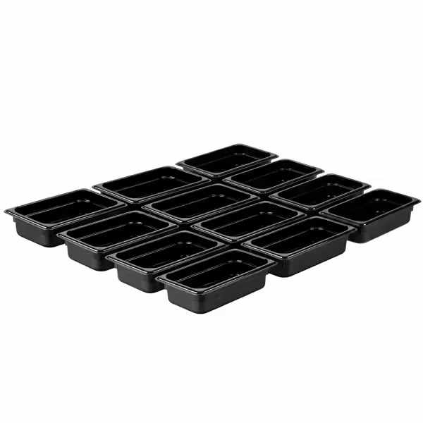 (12 stuks) Polycarbonaat GN-bak GN 1/4 - zwart - 1,70 liter - Diepte: 65mm