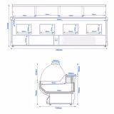 Serve Over Counter - 2965x1150mm - granite worktop - front panel red - capacity 570 litres - curved front glass