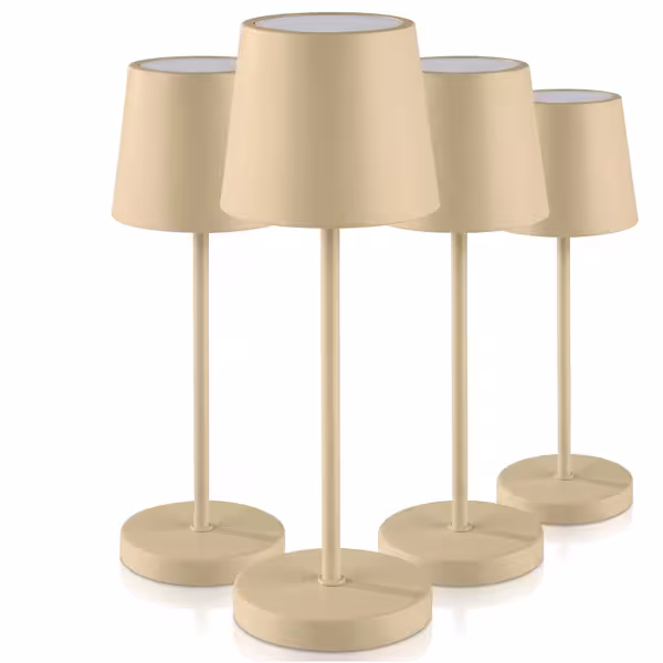 (4 pcs) LED Table Lamp - MERLE MINI - Rechargeable - Cordless - 3-step dimmable - Ø110mm - Sand - with Charging Dock