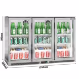 Réfrigérateur de bar – 1350 mm – 320 litres – avec 3 portes vitrées battantes – en inox