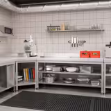 طاولة عمل ستانلس ستيل PREMIUM - 1800x600mm - مع رف سفلي & حاجز خلفي & رف وسطي & تدعيم