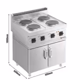 Elektrisch fornuis - MARIO 600 - 8,0 kW - 4 platen rond - 600x600mm
