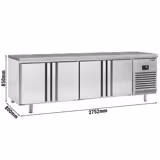 Bakkerij koelwerkbank PREMIUM PLUS - 2752x800mm - met 4 deuren - granieten werkblad