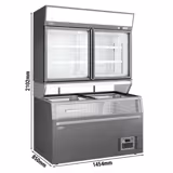 Commercial multideck display freezer - 1454mm - 232L - with 2 hinged glass doors & 4 shelves - incl. island freezer - Grey