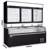 Přístěnný mrazicí regál - 2 104 mm - 559 l - od −22 do −18 °C - s 3 skleněnými & 6 policemi - vč. mrazicího ostrůvku - černá