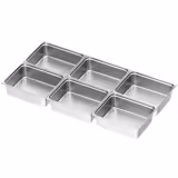 (6 stuks) Roestvrijstalen houders GN 2/1 - Hoogte: 200mm