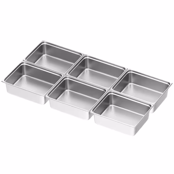 (6 pieces) – Stainless Steel Gastronorm Pan GN 2/1 – Height 200 mm