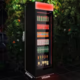 Drickakyl - 595 mm - 345 liter - svart - 1 glasdörr & RGB‑LED‑belysning - med digital temperaturvisning