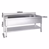 Fregadero para ollas de acero Inox. con estante inferior - ,8 m - 1 fregadero L 160 x B 50 x T 35 cm