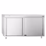 Dulap de lucru din oțel inoxidabil PREMIUM - 1,6 m - cu ușă glisantă - incl. blat de lucru alb