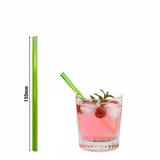 (50 pcs) Pailles en verre - 150mm - ø 8mm - Droites - Neon vert - incl. 1 Nylon Goupillon de nettoyage