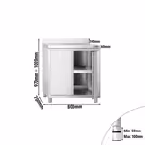 Mesa armario inox PREMIUM - 800x700mm - con puertas batientes & con peto