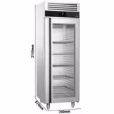 Glass Door Upright Fridge Stainless steel PREMIUM - GN 1/1 - 650L - with 1 glass door