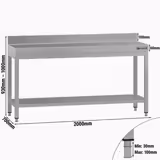 Tavolo da lavoro in acciaio inox ECO - 2000x700mm - con ripiano inferiore & alzatina & traversi di rinforzo