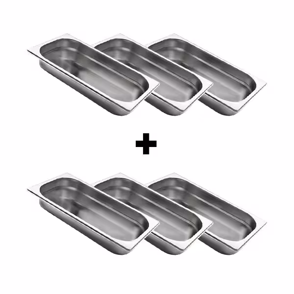 (6 Stück) Edelstahl-Behälter GN 1/3 - Höhe: 40mm