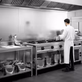 Cocina a gas - 25,5kW - 3 fuegos - abierto con base y cajón recogegrasas