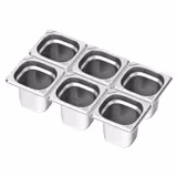 (6 stuks) Roestvrijstalen bakjes GN 1/6 - Hoogte: 150mm