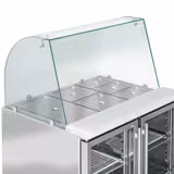 Commercial Saladette Counter PREMIUM - 900mm - 288L - 2 glass doors - with glass canopy for 2 x GN 1/1 & 3 x GN 1/6
