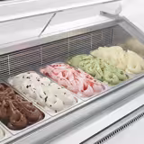 Vetrina Gelato LEVI - 1310mm - Refrigerazione statica - per 14x Vasca da gelato da 5/7 Litri con riserva - Illuminazione LED - Bianco