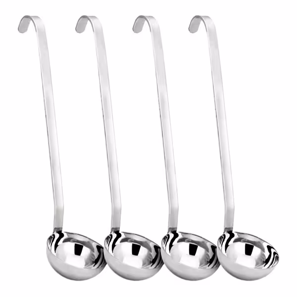 (4 stuks) Soeplepel - Ø 80mm - Lengte: 320mm - RVS