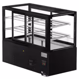 Kühl- & Verkaufsvitrine - MADRID Self-Service - 1500mm - Doppelverglasung - mit 2 Ablagen - Schwarz Matt