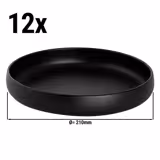 (12 pcs) UNIVERSE | Deep Plate - Porcelain - Ø210mm - Black