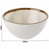 (6 pz) Ciotola - STONE ART - in Melamina - 0,60L - quadra - 150x150x75mm - impilabile - Bianco/Marrone