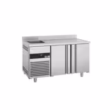 Commercial Counter Fridge PREMIUM - 1430x720mm - with 2 doors - with sink left - with upstand - capacity 270 litres