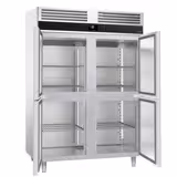 Armoire réfrigérée vitrée négative Inox AISI 430 PREMIUM - GN 2/1 - 1400 L - avec 4 demi-portes