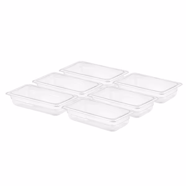 (6 stuks) Polycarbonaat GN-bak GN 1/3 - transparant - 2,4 liter - Diepte: 65mm