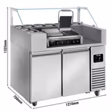 Přípravný stůl - 1,21 x 0,7 m - se2 dveřmi - vč. kontakního grilu