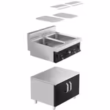 Cuiseur à pâtes électrique avec robinet – 2 × 26 L – 12 kW – incl. soubassement avec 2 portes