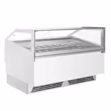 Ice Cream Serve Over Counter | ADAM - 1700mm - Ventilated cooling - with LED lighting - for 18 x 5 litres Napoli pans or 12 x 7 litres - White - curved glass canopy