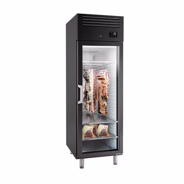 Professionele vleesrijpingskast - 687x868mm - met 1 glazen deur - Zwart - 1264 liter
